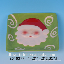 Christmas ceramic santa painting square cheese plate